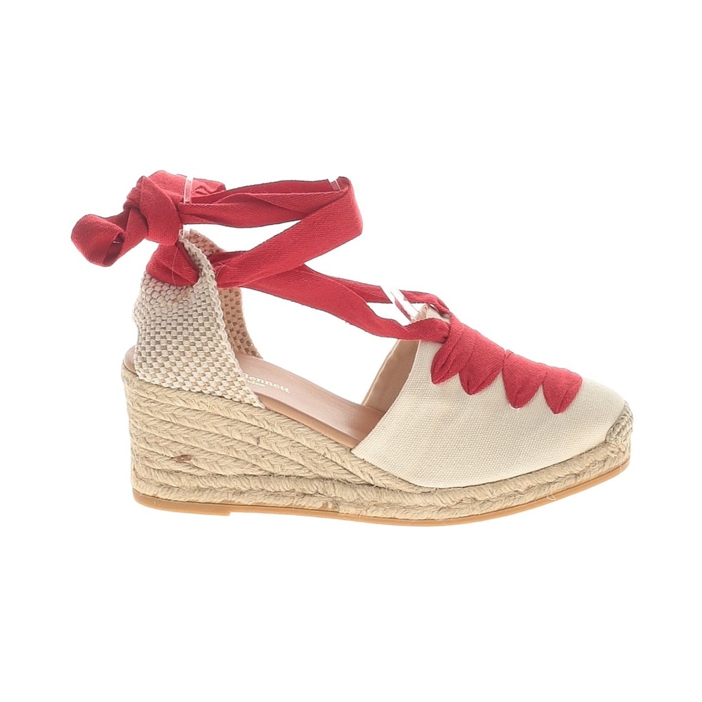 NWOT Red and White Espadrille Wedges by LK Bennett